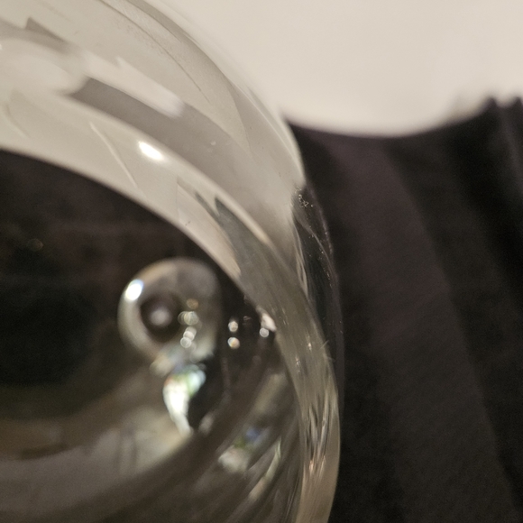 Tiffin 3 Ball Footed Sand Carved  Swedish Optic Rose Bowl - Picture 5 of 13